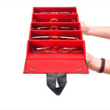 5 Slot Foldable Leather Eyewear Holder Display Organizer Case