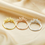 5 Stone Oval Prong Ring Settings,925 Sterling Silver,Rose Plated,DIY Ring Blank