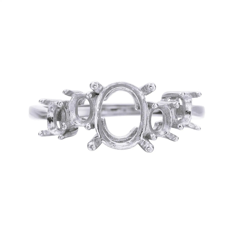 5 Stone Oval Prong Ring Settings,925 Sterling Silver,Rose Plated,DIY Ring Blank