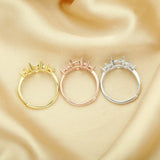5 Stone Oval Prong Ring Settings,925 Sterling Silver,Rose Plated,DIY Ring Blank