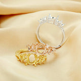 5 Stone Oval Prong Ring Settings,925 Sterling Silver,Rose Plated,DIY Ring Blank