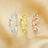 5 Stone Oval Prong Ring Settings,925 Sterling Silver,Rose Plated,DIY Ring Blank