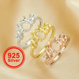 5 Stone Oval Prong Ring Settings,925 Sterling Silver,Rose Plated,DIY Ring Blank