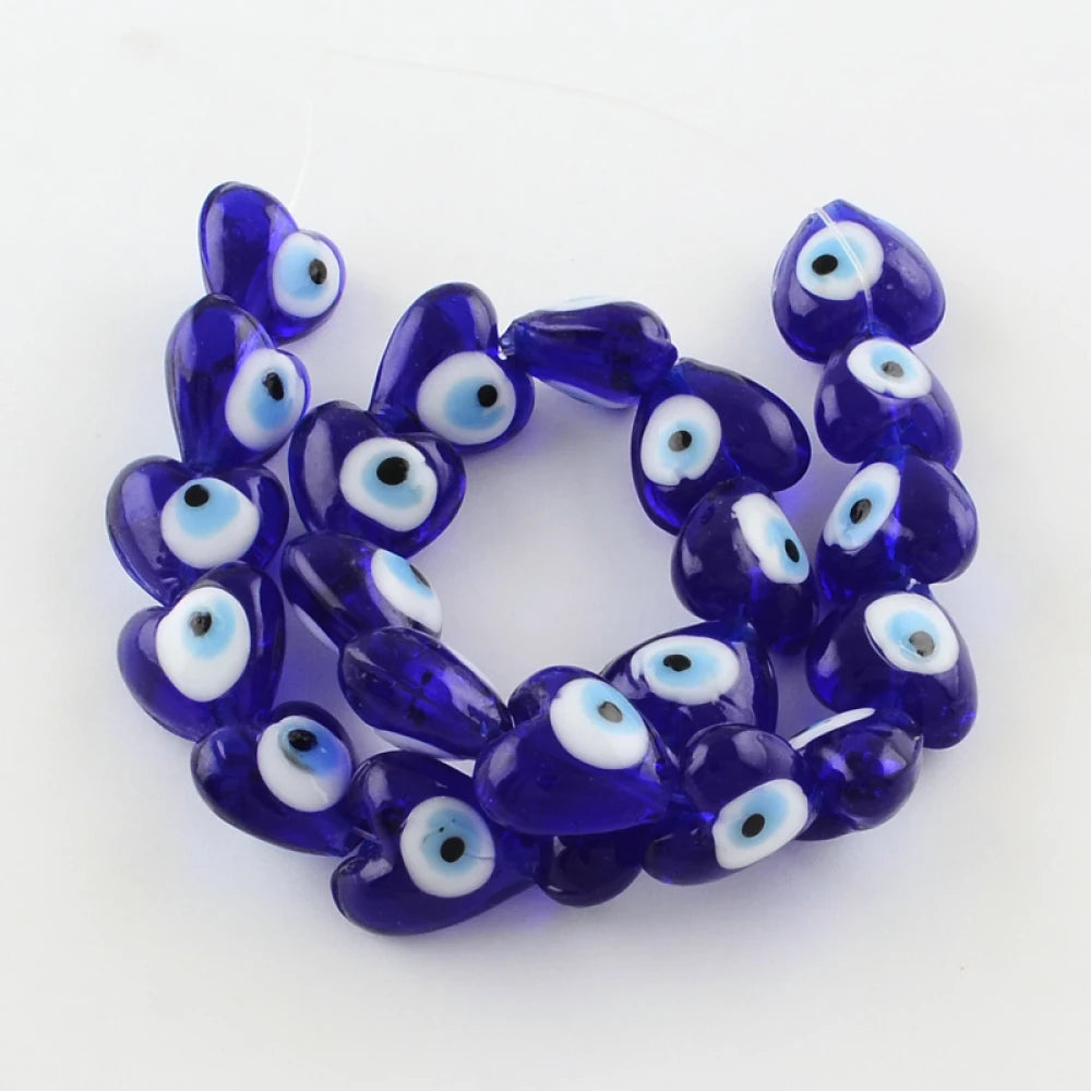 5 Strand Mix Lampwork Heart Eye Beads for DIY Jewelry, 24pcs/strand