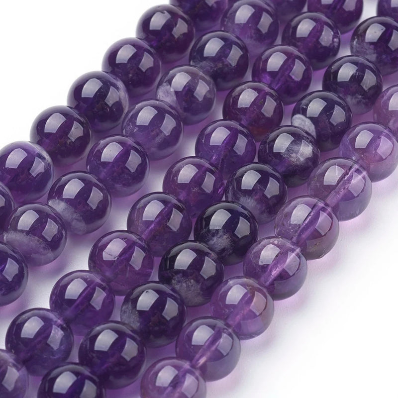 5 Strand Natural Amethyst Round Beads 4mm 6mm 8mm 10mm for Jewelry Making