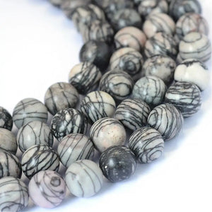 Natural Silk Stone Round Beads for Jewelry Making DIY Bracelet Necklace
