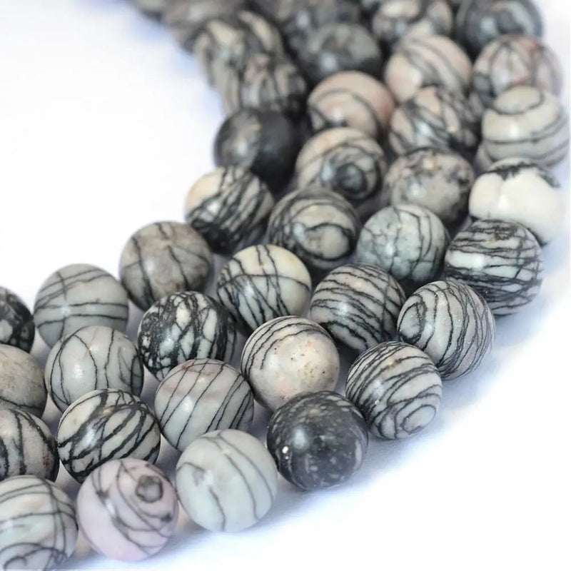 Natural Silk Stone Round Beads for Jewelry Making DIY Bracelet Necklace