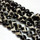 8/10mm Faceted Round Tibetan Style dZi Bead Natural Stone Giraffe Pattern