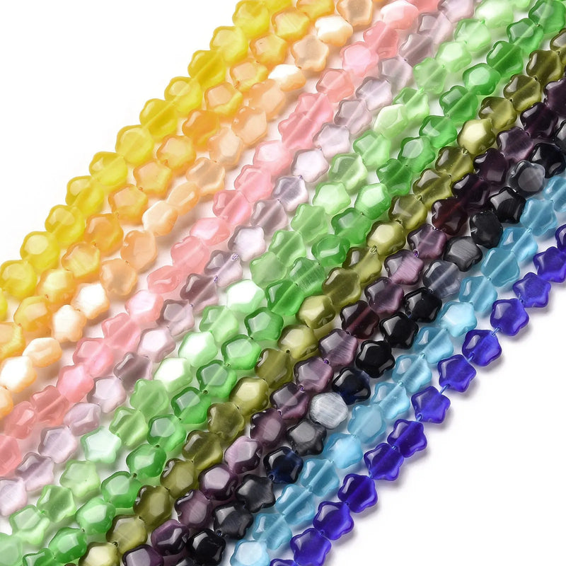 5 Strand Cat Eye Beads Star Heart Glass Beads - Summery Bracelet Necklace