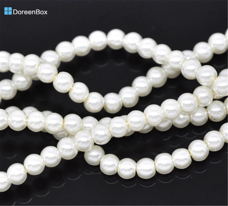 5 Strands Round Glass Pearl Beads 4mm For DIY Necklace Jewelry Making