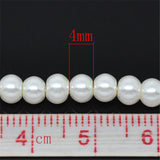 5 Strands Round Glass Pearl Beads 4mm For DIY Necklace Jewelry Making