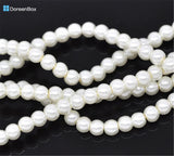 5 Strands Round Glass Pearl Beads 4mm For DIY Necklace Jewelry Making