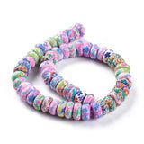 5 Strands Flower Printed Polymer Clay Beads Colorful Rondelle Spacer Beads