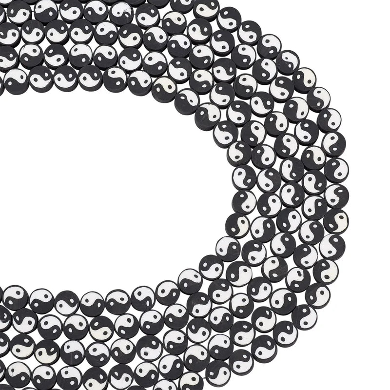Taiji Pattern Clay Beads Strand for DIY Bracelet Necklace