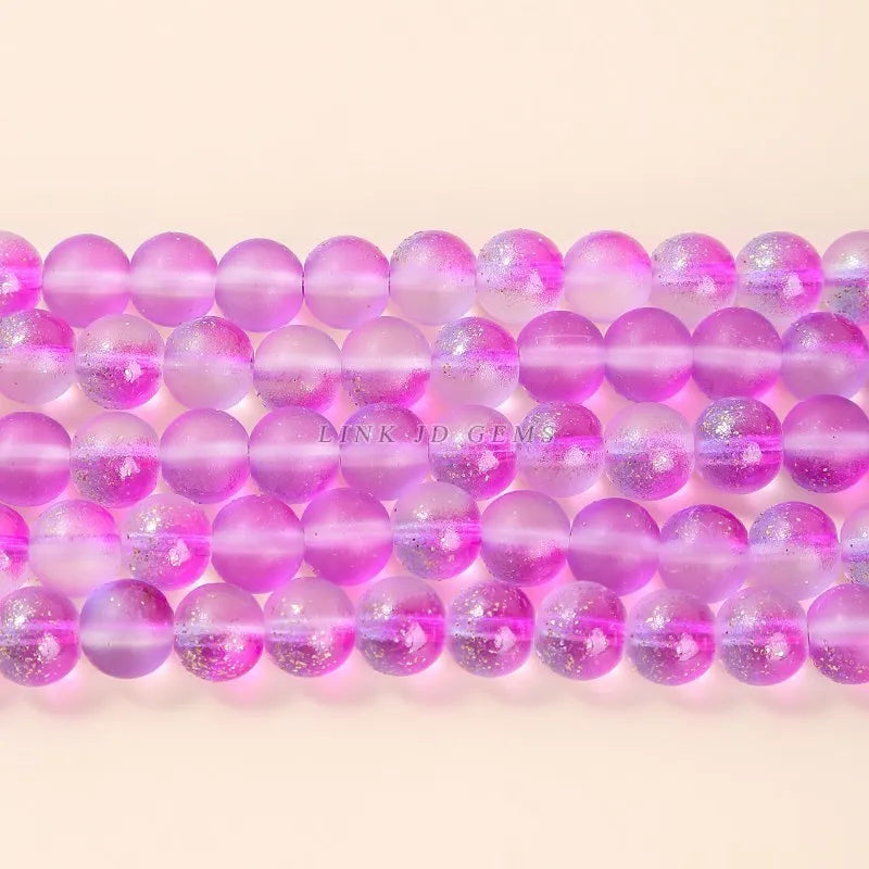 5 Strands/Lot Colorful Frost Golden Glass Beads 4-10mm Loose Spacer
