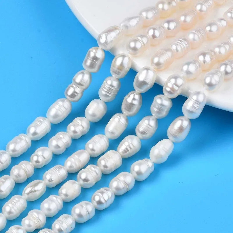 5 Strands Freshwater Pearl Beads Oval 8.5-12x6.5-7.5mm