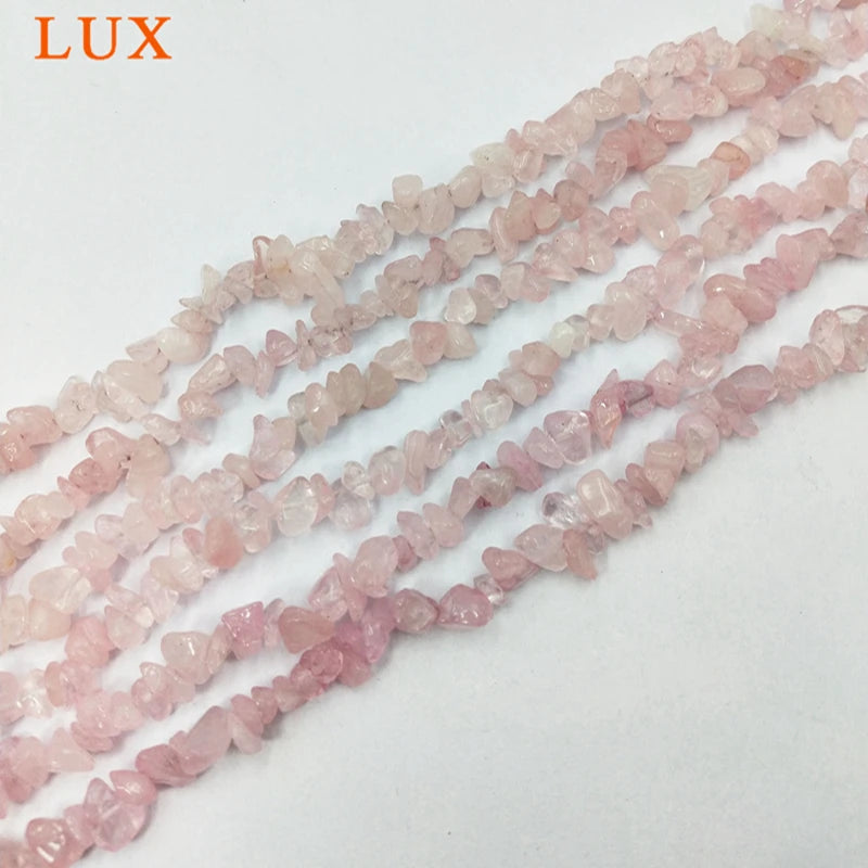Rose Quartz Beads Raw Plain Drops Pink Stone 32 Inch Strand