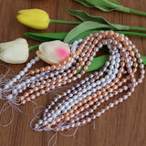 (5 Strands/lot)7-8mm Natural Freshwater Pearl Oval Rice Shape