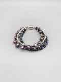 Freshwater Pearl Bracelet Navy Crystals Silver Beads
