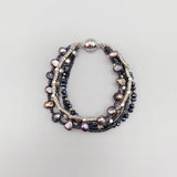 Freshwater Pearl Bracelet Navy Crystals Silver Beads