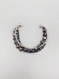 Freshwater Pearl Bracelet Navy Crystals Silver Beads