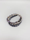 Freshwater Pearl Bracelet Navy Crystals Silver Beads