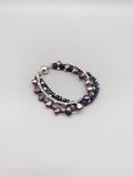 Freshwater Pearl Bracelet Navy Crystals Silver Beads