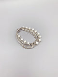 Freshwater Pearls Bracelet 7.5 Inches with Crystals and Silver Beads
