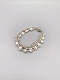 Freshwater Pearls Bracelet 7.5 Inches with Crystals and Silver Beads