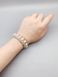 Freshwater Pearls Bracelet 7.5 Inches with Crystals and Silver Beads