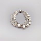 Freshwater Pearls Bracelet 7.5 Inches with Crystals and Silver Beads