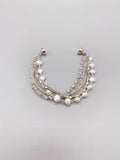Freshwater Pearls Bracelet 7.5 Inches with Crystals and Silver Beads