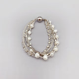 Freshwater Pearls Bracelet 7.5 Inches with Crystals and Silver Beads