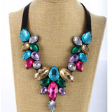 Rhinestone Choker Necklace Ribbon Chain Lake Stone Pendant Women Collier
