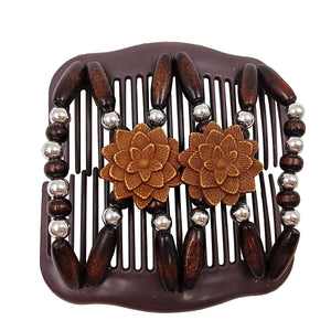 Wooden Bead Double Row Hair Insert Comb Hair Clip Hair Accessories