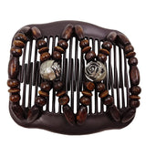 Wooden Bead Double Row Hair Insert Comb Hair Clip Hair Accessories