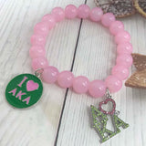 Greek Sorority Logo Pink Green Bead High-Heeled Shoes Bracelet