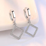 925 Sterling Silver Crystal Zirconia Drop Earring Geometric Jewelry for Women
