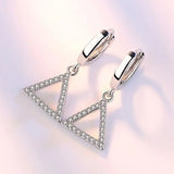 925 Sterling Silver Crystal Zirconia Drop Earring Geometric Jewelry for Women