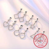 925 Sterling Silver Crystal Zirconia Drop Earring Geometric Jewelry for Women