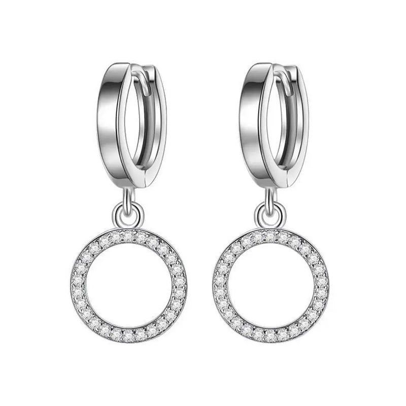 925 Sterling Silver Crystal Zirconia Drop Earring Geometric Jewelry for Women