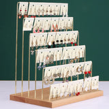 5 Tier Earring Cardboard Hanger with Wooden Base Rack Storage