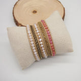 5 Times Wrap Bracelet Freshwater Pearl Cherry Quartz Chain Plated Brass