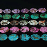 Faceted Ocean Stone Oval Beads Slab Pendants Strand Natural Stones