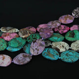 Faceted Ocean Stone Oval Beads Slab Pendants Strand Natural Stones