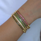 Elegant Open Cuff CZ Bangle with Colored CZ Bracelets