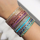Elegant Open Cuff CZ Bangle with Colored CZ Bracelets