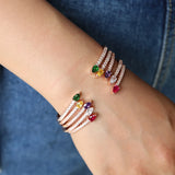 European cz Charm Bead Cuff Bangle & Bracelet Jewelry