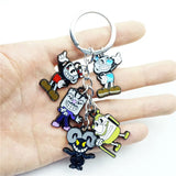Cuphead Keychain Set - Cartoon Characters Alloy Metal Keyring - Cosplay Gift