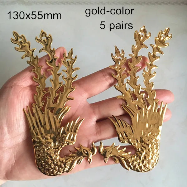 Metal Stamping Phoenix Bird & Peacock Embellishments 130x55mm DIY Supplies